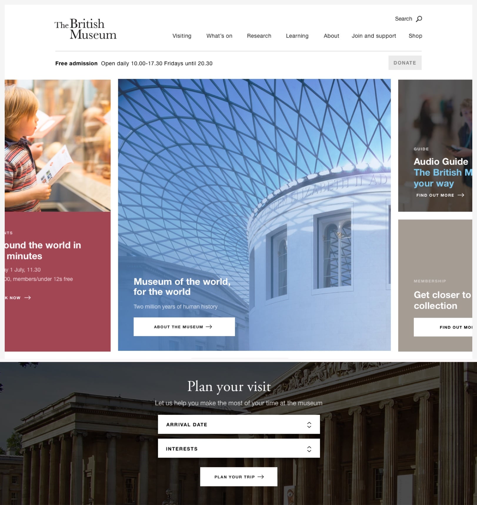 The British Museum homepage