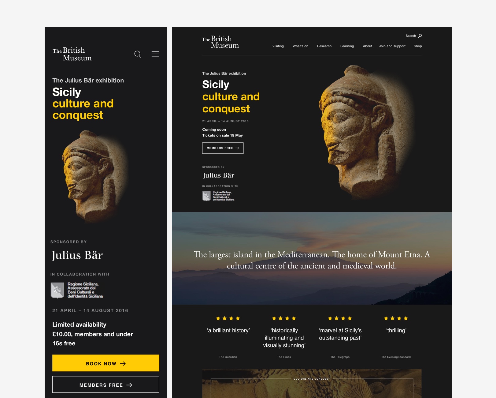 Responsive exhibition pages
